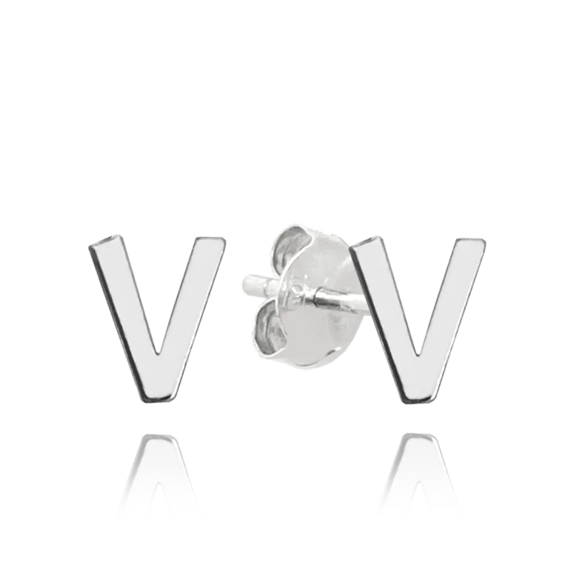 MINET Stříbrné náušnice písmeno "V" JMAS900VSE00