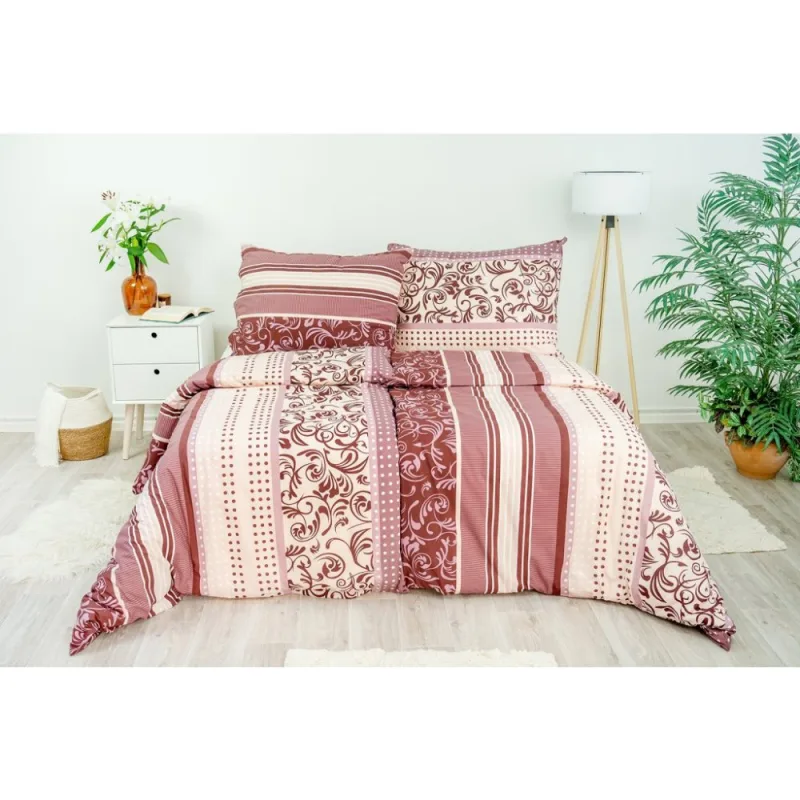 Obliečky 100% Bavlna Miranda Bordó 140x200/70x90 cm