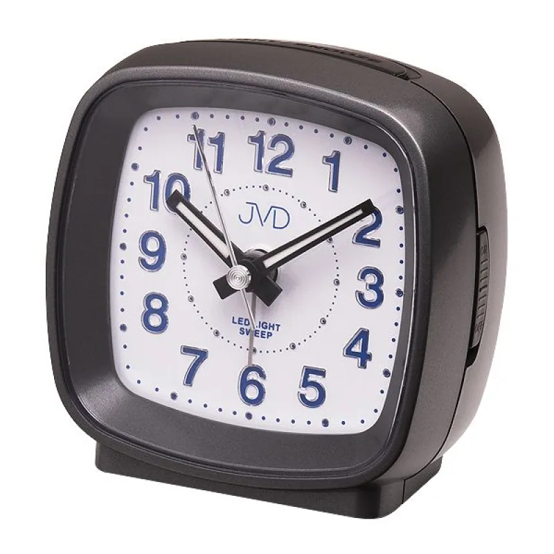 Černý analogový netikajcí tichý budík JVD sweep SRP817.6