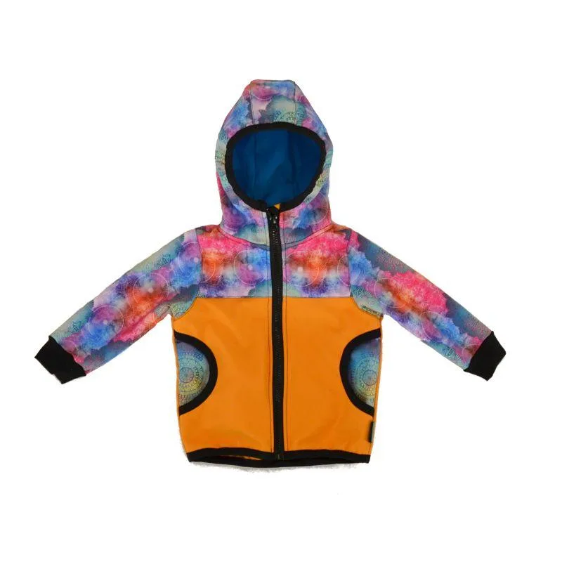 Softshellová bunda - zimná - med/duhové mandaly, veľ. 122-134