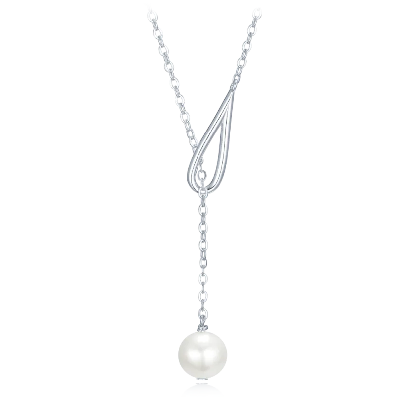 MINET Stříbrný náhrdelník s přírodní perlou JMAS7010SN45