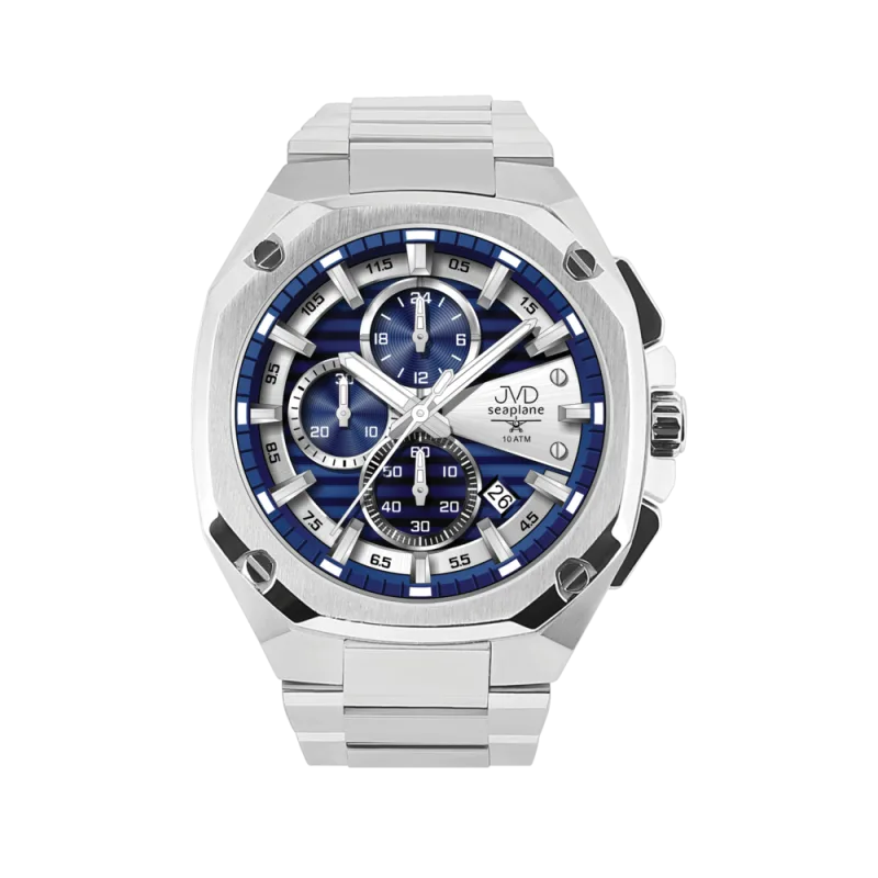 JVD Pánské ocelové vodotěsné ocelové hodinky - chronograf JVD JE1015.3 10ATM