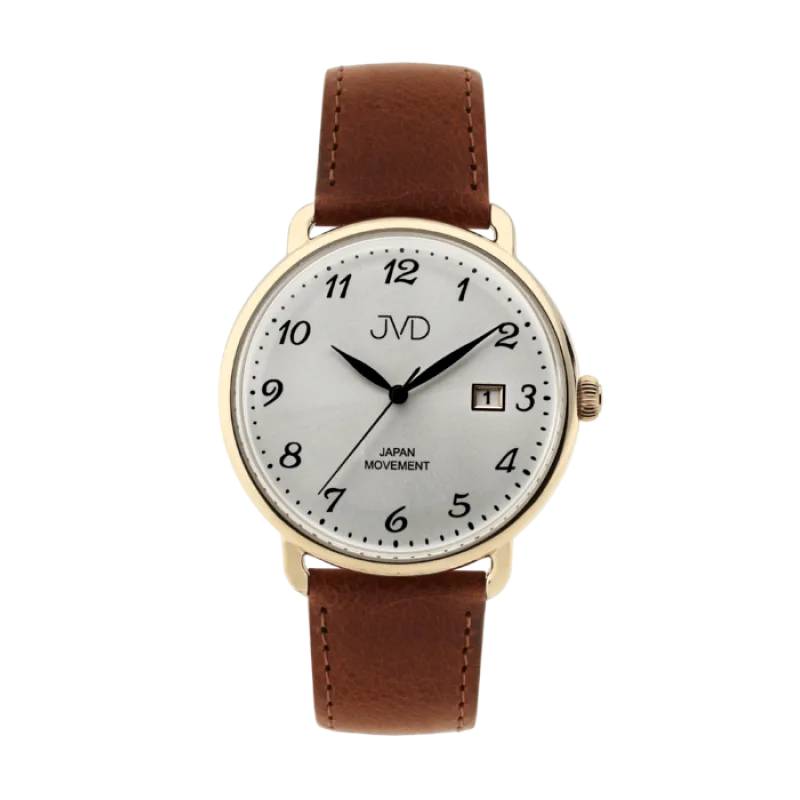 Pánské klasické módní hodinky JVD JC003.2 s řemínkem z pravé kůže