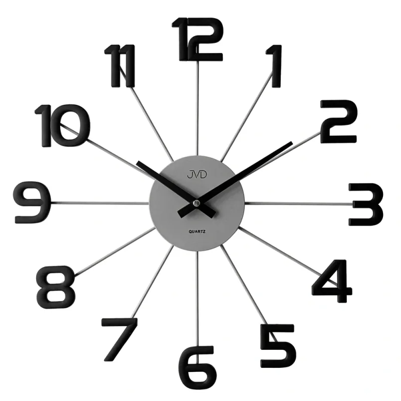 JVD Designové kovové černé paprskovité hodiny JVD HT119.3