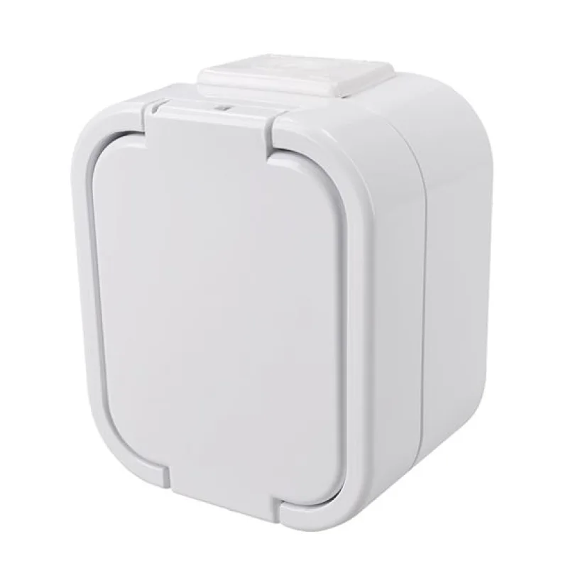 Solight zásuvka do vlhka s viečkom, biela 5D06