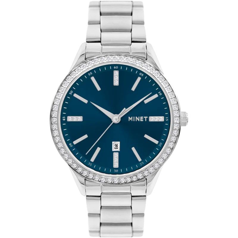 MINET Stříbrno-modré dámské hodinky Avenue MWL5312