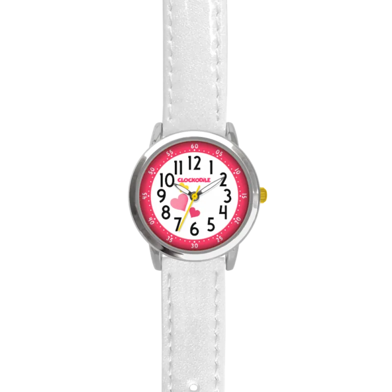 CLOCKODILE Bílé třpytivé dětské hodinky HEARTS CWG5067