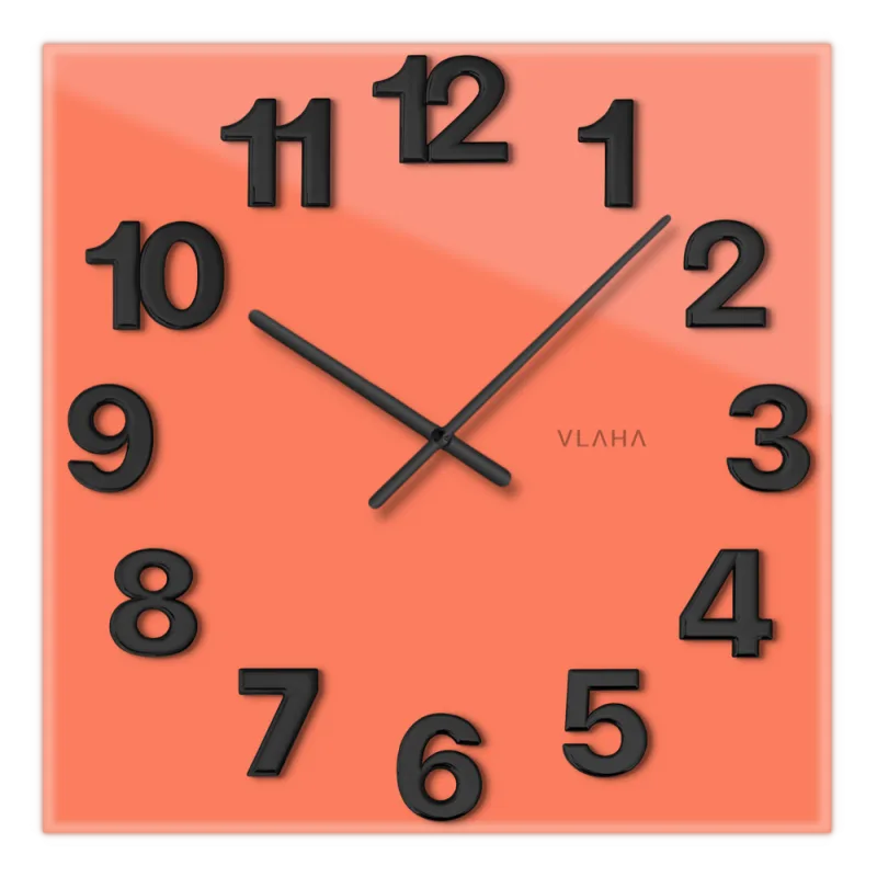 VLAHA GLASSICO Nástěnné skleněné červené hodiny vyrobené v Čechách VCT1103