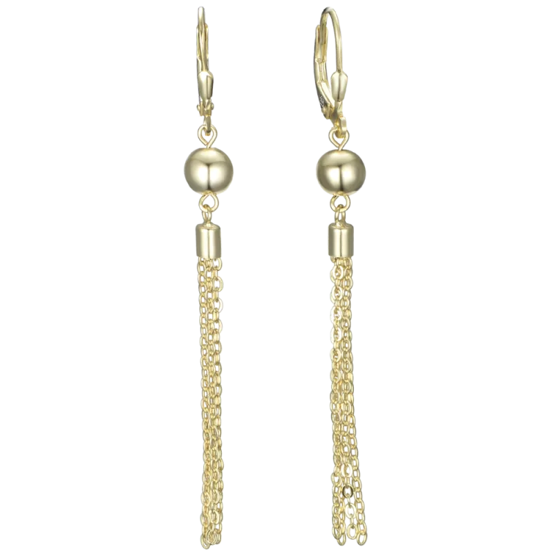 MINET Pozlacené řetízkové stříbrné visací náušnice s kuličkami JMAS0315GE00