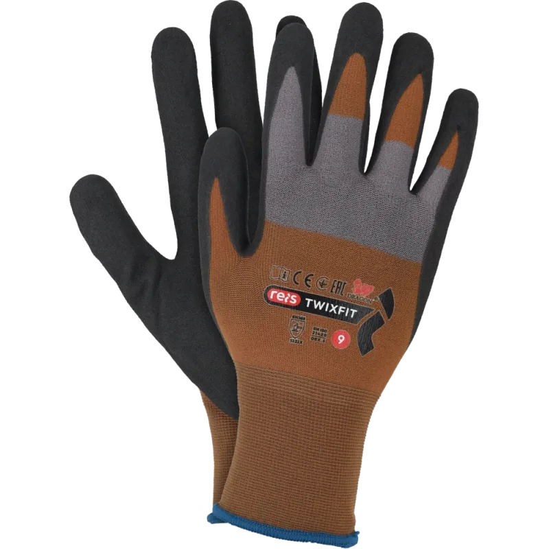 Reis TWIXFIT pracovné rukavice Brown/Gray 7-10