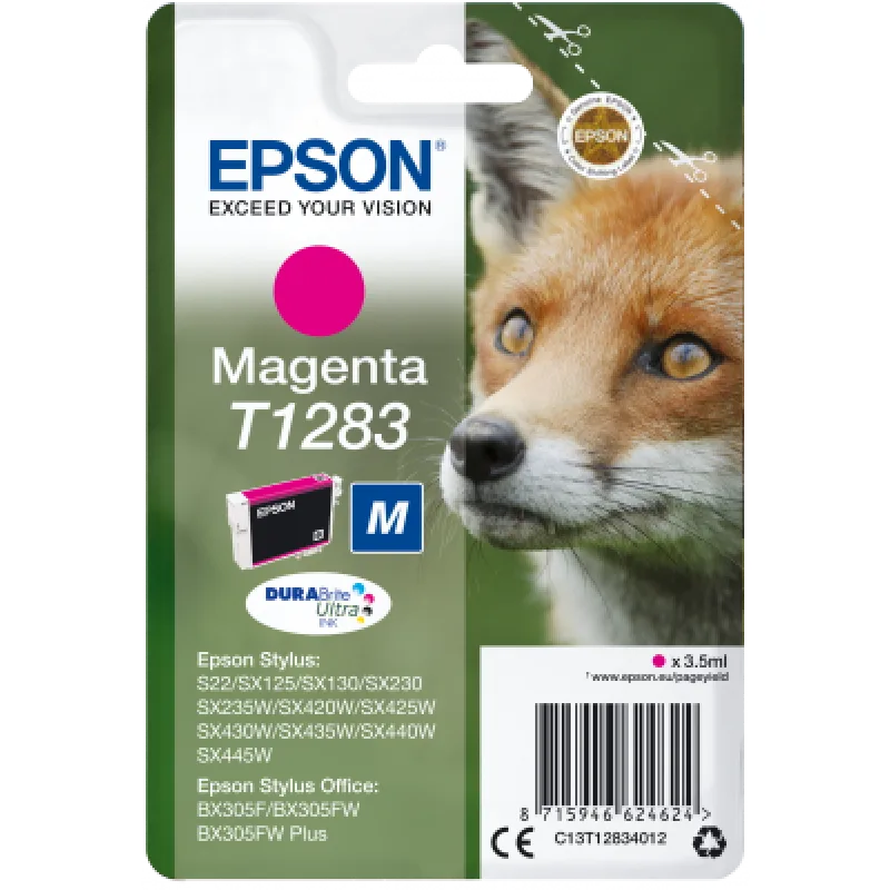 Epson Singlepack Magenta T1283 DURABrite Ultra Ink C13T12834012
