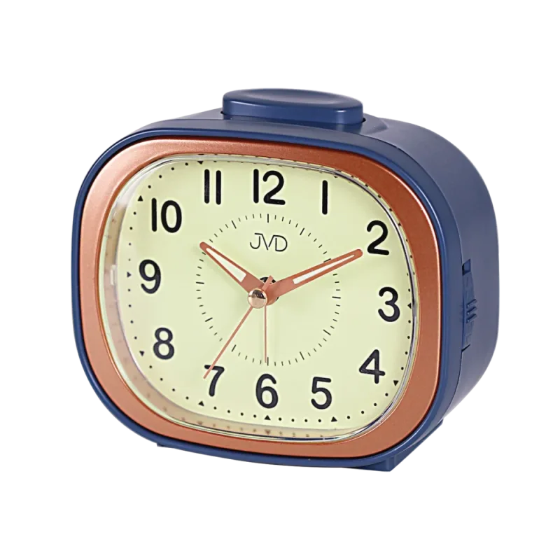 JVD Ručkový analogový netikající tichý budík JVD SRP1201.1 s luminiscenčním displejem