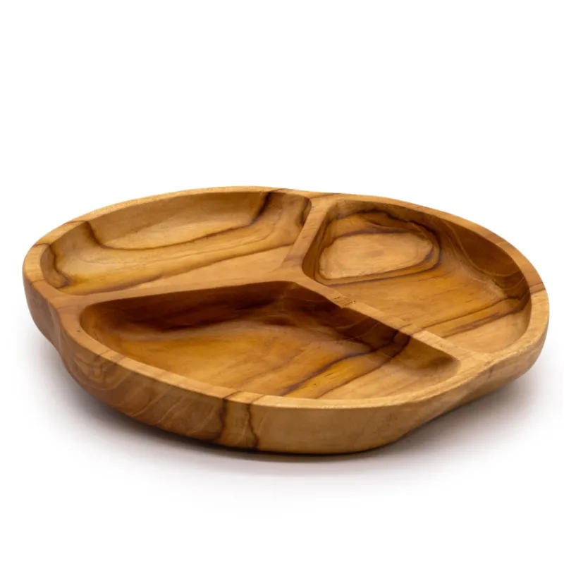Hladká Miska na Ovocie z Teakového Dreva, tri časti - 30x4cm
