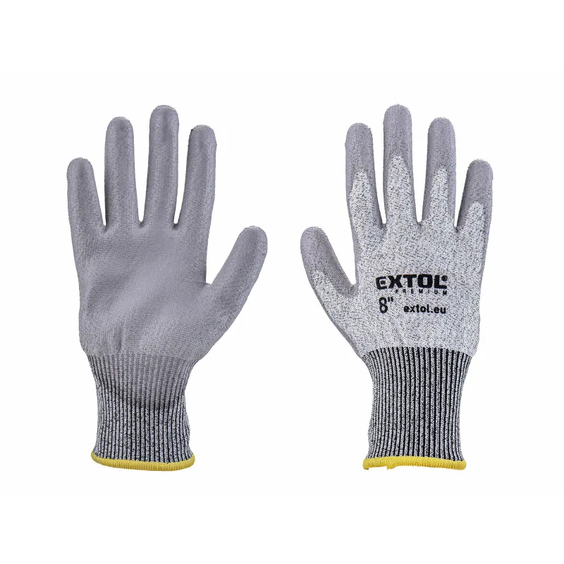 Rukavice polyesterové polomáčané v polyuretáne, 8", EXTOL PREMIUM