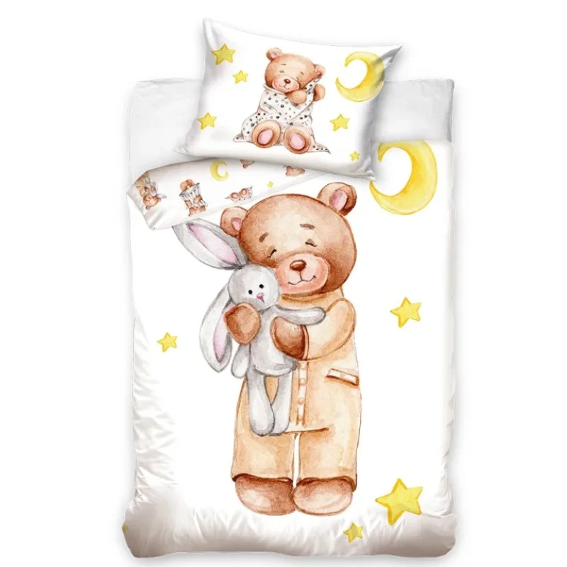 Obliečky do postieľky Medvedík a Zajačik 100x135/40x60 cm