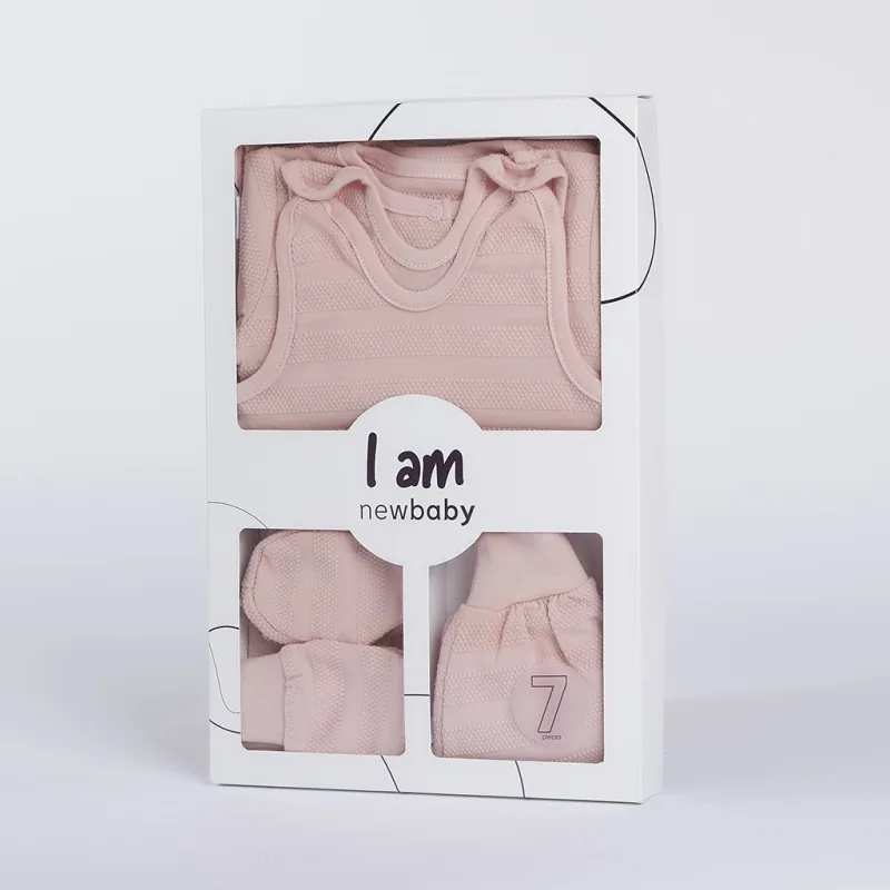 7-dielna dojčenská súpravička do pôrodnice New Baby I AM ružová