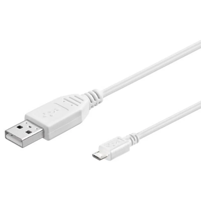 Kábel USB 2.0 A-MICRO-B M/M 1.8m, High Speed, biely 95143