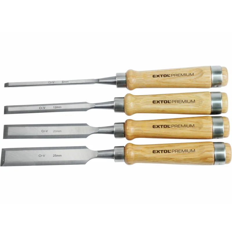 Dláta s drevenou rukoväťou, 4-dielna sada, CrV, EXTOL PREMIUM