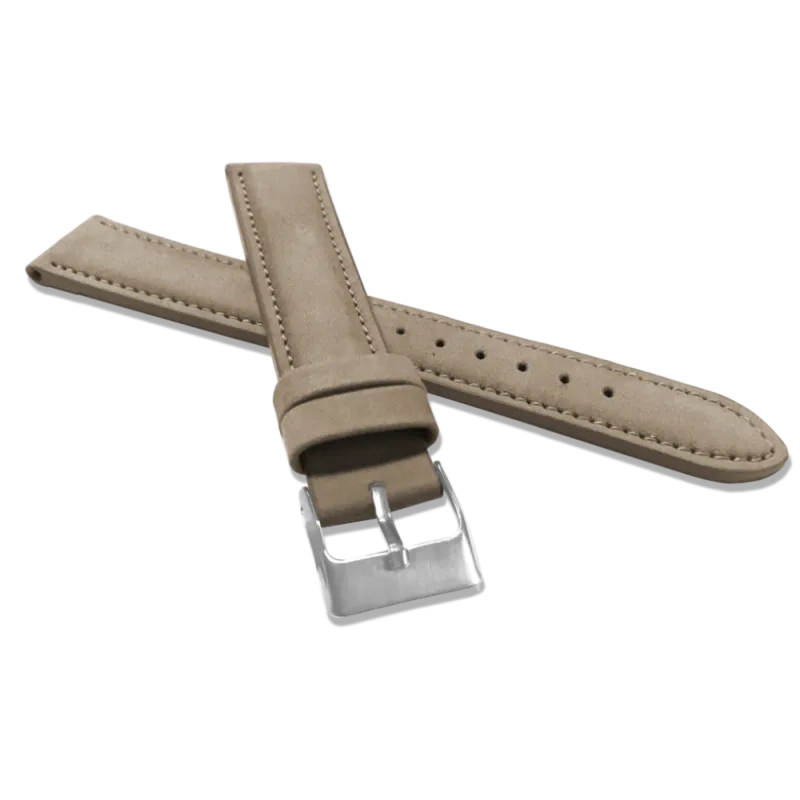 MINET Světle hnědý prošitý kožený řemínek z jemného nubuku - 20 MSNUC20