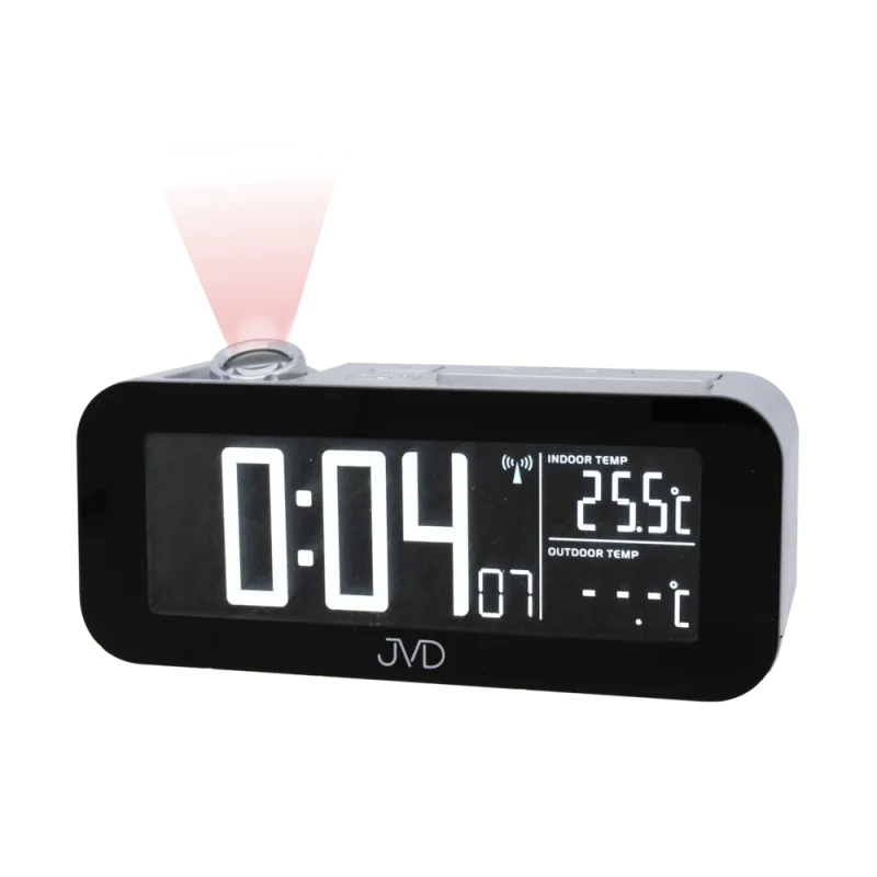 JVD Černý rádiem řízený svítící budík s projekcí RB93