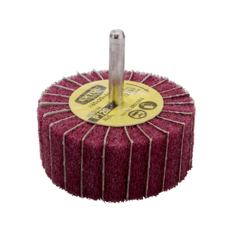 Kotúč brúsny lamelový do vŕtačky, Ø60x25mm, P120, stopka 6mm, EXTOL PREMIUM