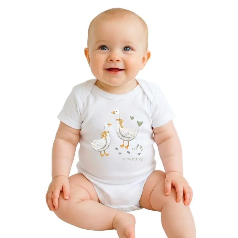 Detské body s potlačou New Baby Husičky - krátky rukáv