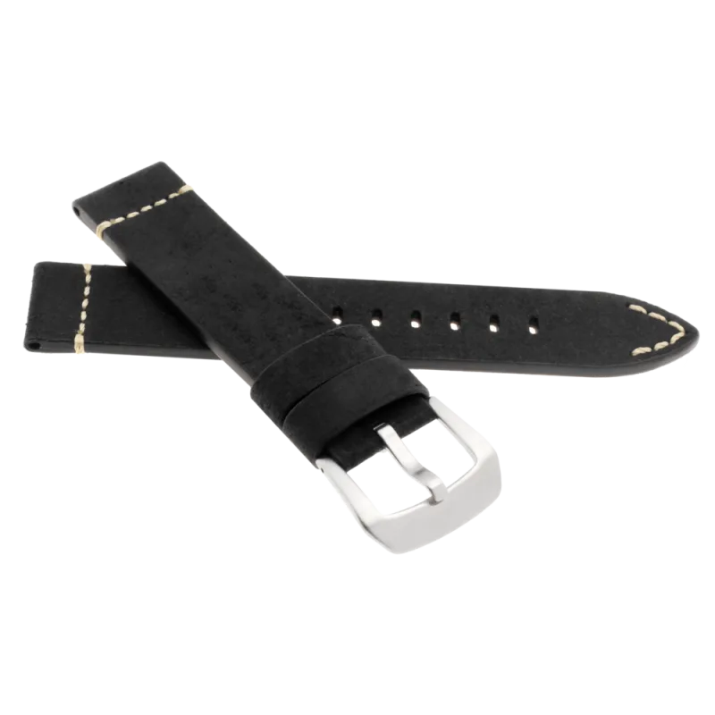 JVD Kožený unisex černý řemínek na hodinky R41001/24