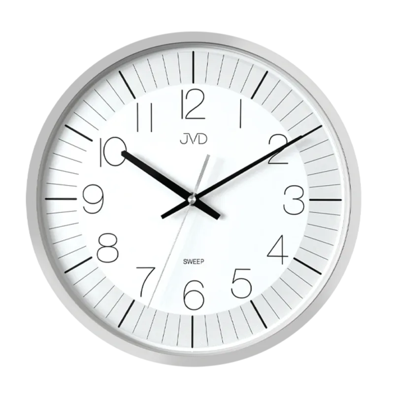 JVD Stříbrné nástěnné tiché netikající hodiny JVD JVD HX8019.1