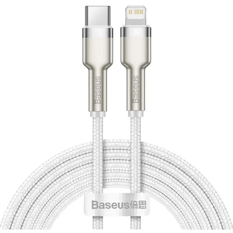 Baseus Dátový kábel Cafule USB-C/ Lightning PD 20W 2m biely 6953156202115