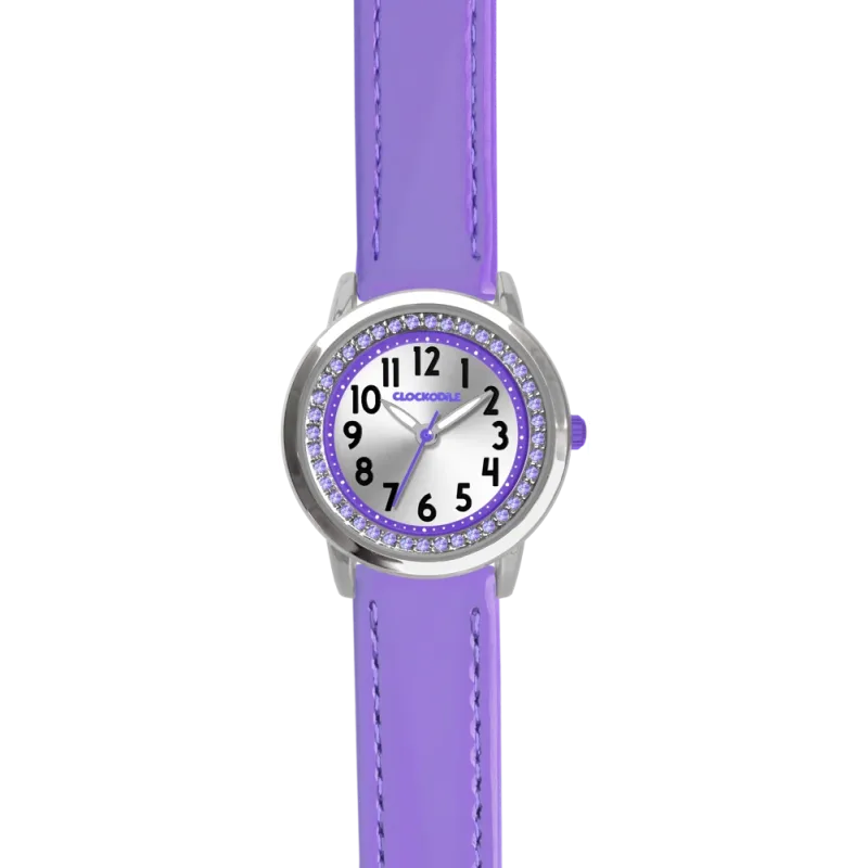 CLOCKODILE Náramkové fialové dívčí dětské hodinky s kamínky CWG5231