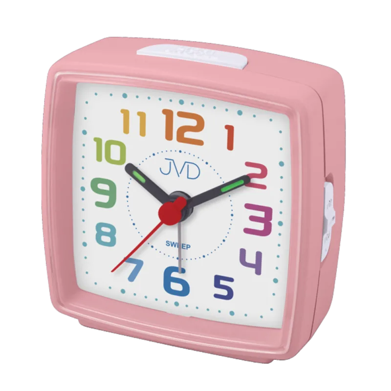 JVD Dětský bateriový růžový ručkový netikající tichý budík JVD SRP2811.6