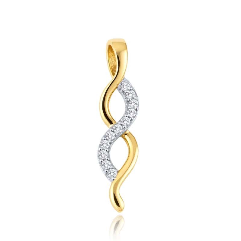 MINET Elegantní zlatý přívěsek s bílým zirkonem Au 585/1000 0,65g JMG0321WGP01