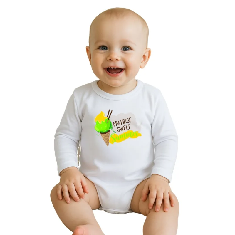 Body s potlačou New Baby MY FIRST SWEET Summer zelené