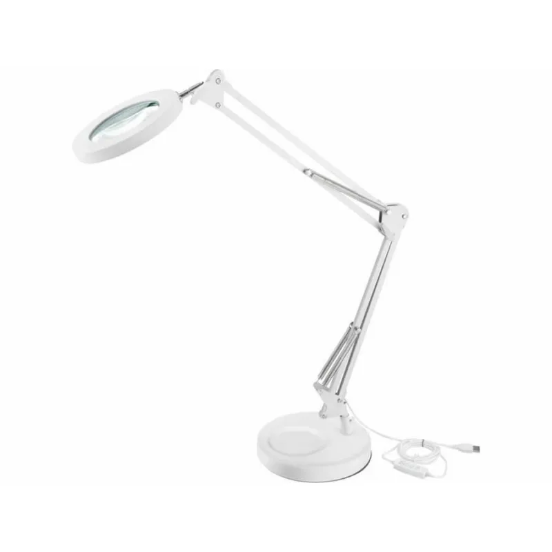 Lampa stolová s LED a lupou, 2400lm, USB napájanie, biela, EXTOL LIGHT