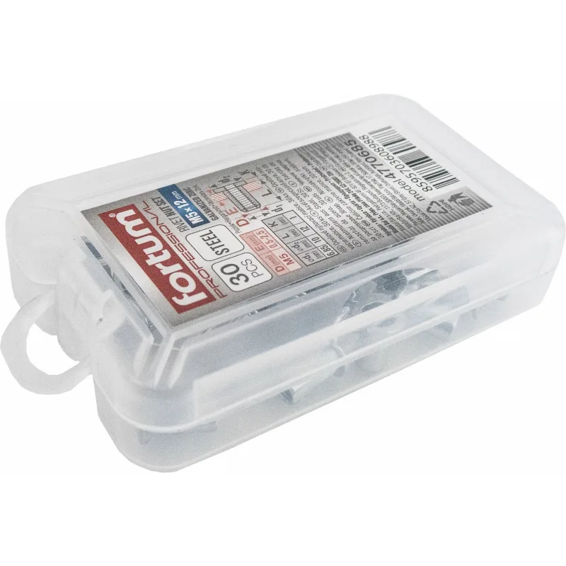 Matice nitovacie oceľové, M8x16mm, 20ks, pozinkované, FORTUM