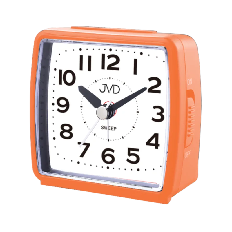 JVD Oranžový tichý budík s LED osvětlením s plynulým chodem JVD SRP7602.2