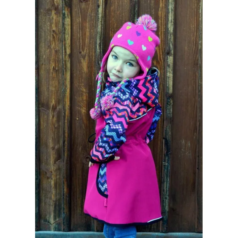 Softshellový kabátik na stiahnutie v pase malina/CIKCAK, veľ. 122-134