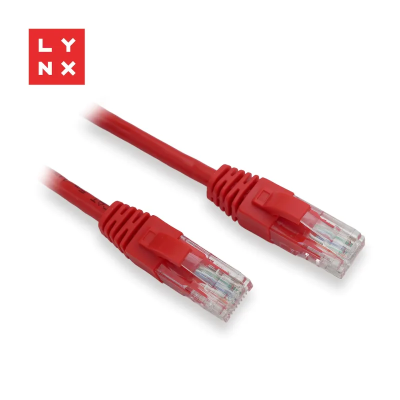 LYNX UTP patch kabel Cat5e, PVC, CCA, 3m, červený LX-UTP5E-030-RED
