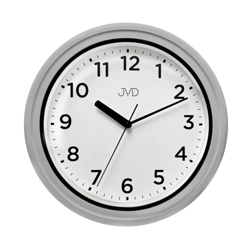 JVD Nástěnné šedé netikající tiché koupelnové hodiny JVD SH5913.2