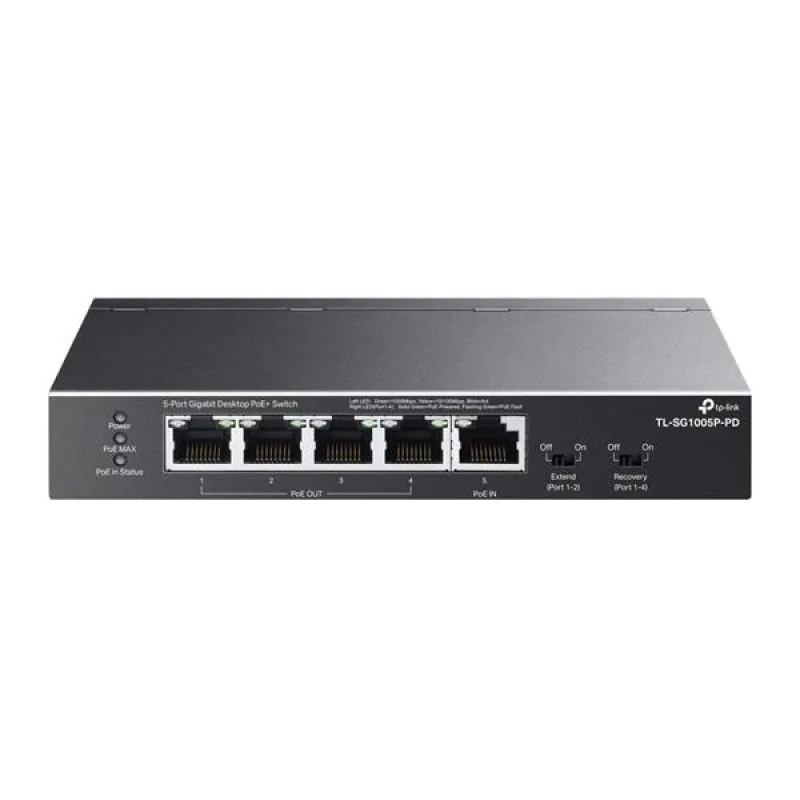 5-Port Gigabit Desktop Switch with 1-Port PoE++ In and 4-Port PoE+ Out…