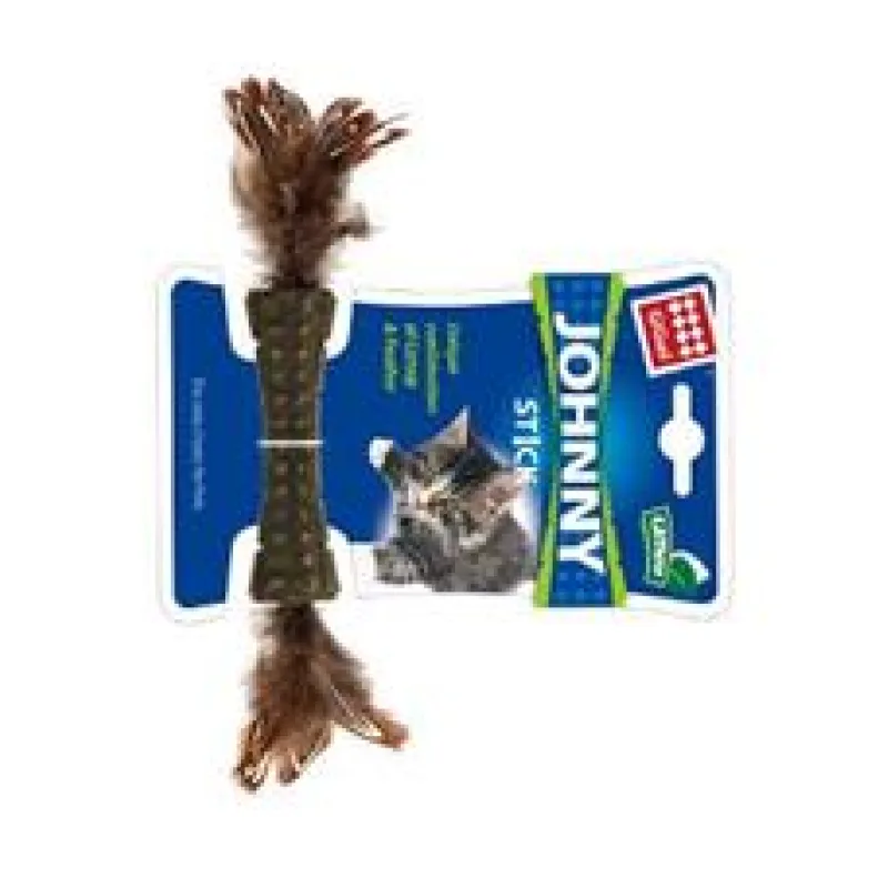 Hračka kočka GiGwi Johnny Stick Catnip s peříčky 1 ks