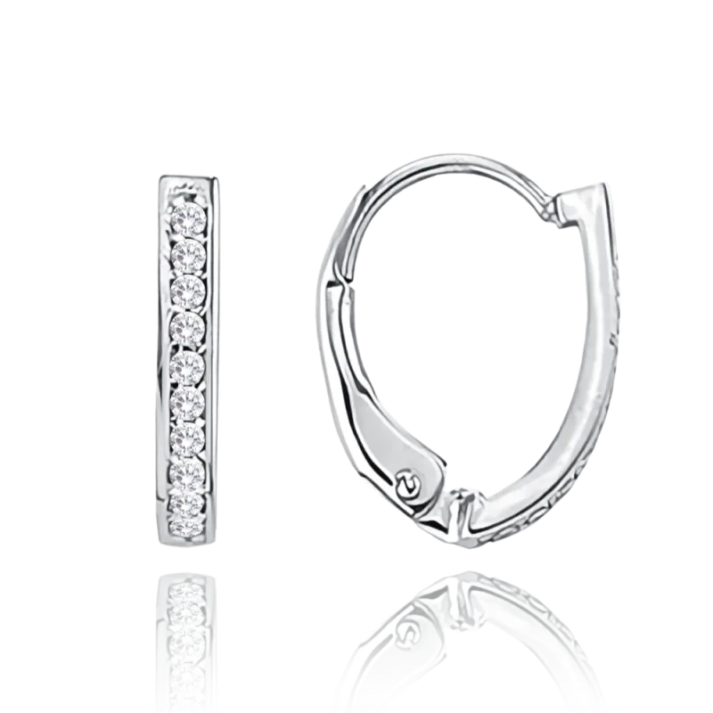 MINET Zlaté náušnice z bílého zlata na patent s bílými zirkony Au 585/1000 1,55g JMG0008WSE00