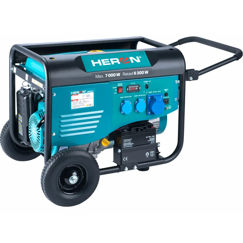 Elektrocentrála rámová benzínová 1F, 7,0kW/230V, elektrický štart, HERON