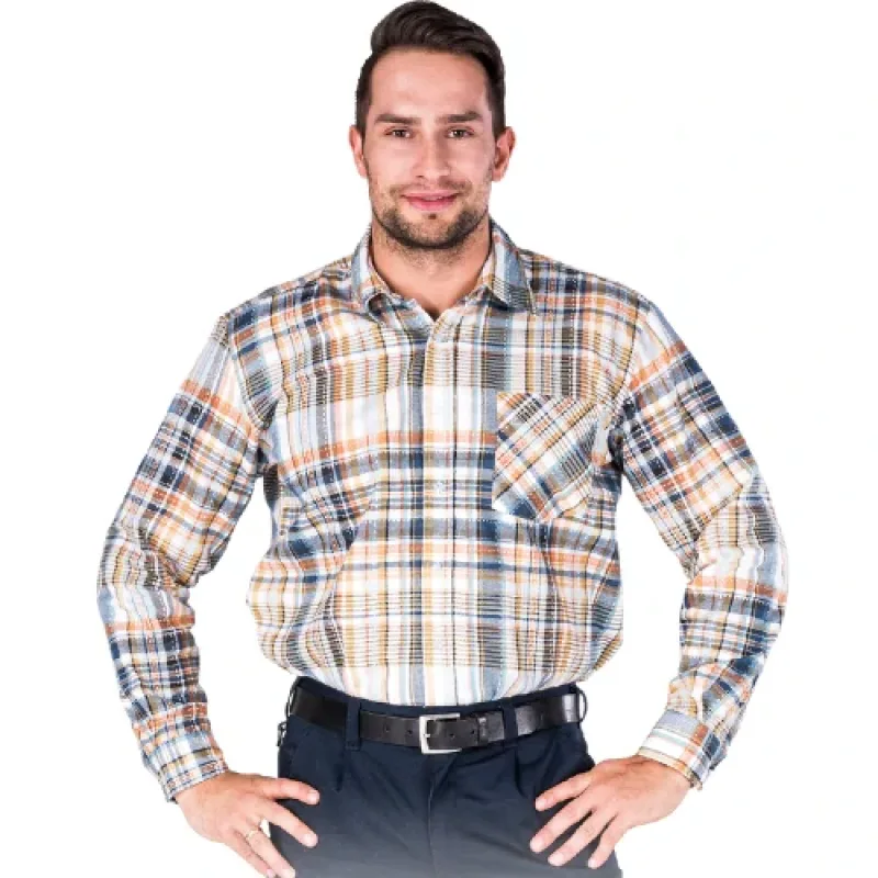 Reis KF GBEP flanelová košeľa beige/blue