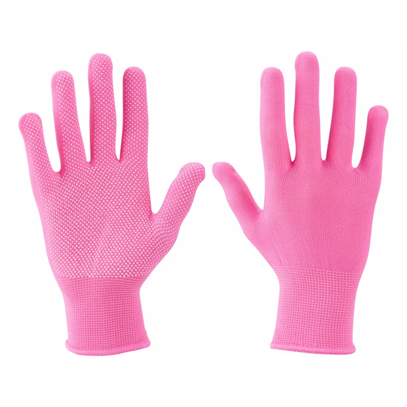 Rukavice polyester ružové, PVC terčíky, 7", EXTOL LADY