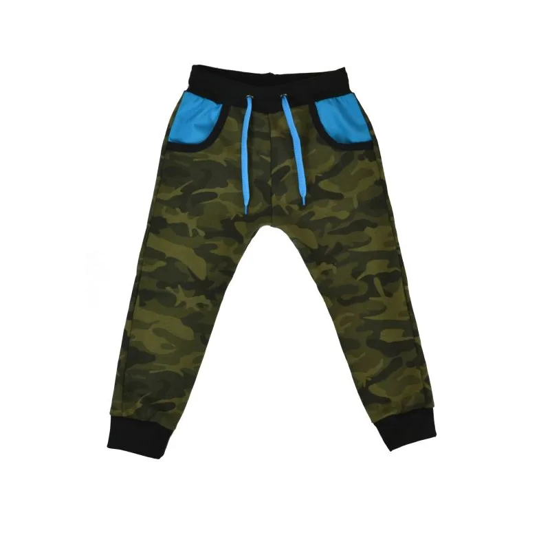 Detské tepláky maskáč s modrou