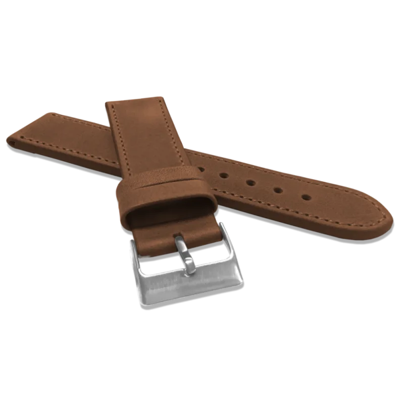 LAVVU Hnědý prošitý řemínek SPORT z luxusní kůže Top Grain - 22 LSAUE22