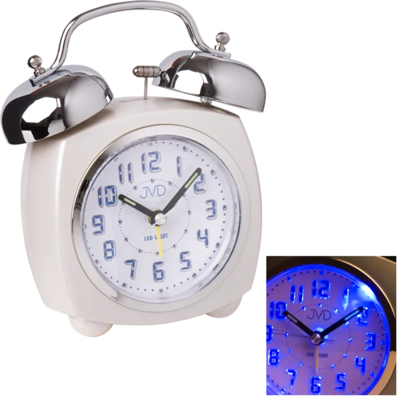 Netikající tichý LED svítící budík JVD sweep SRP930.1 mechanické zvonění