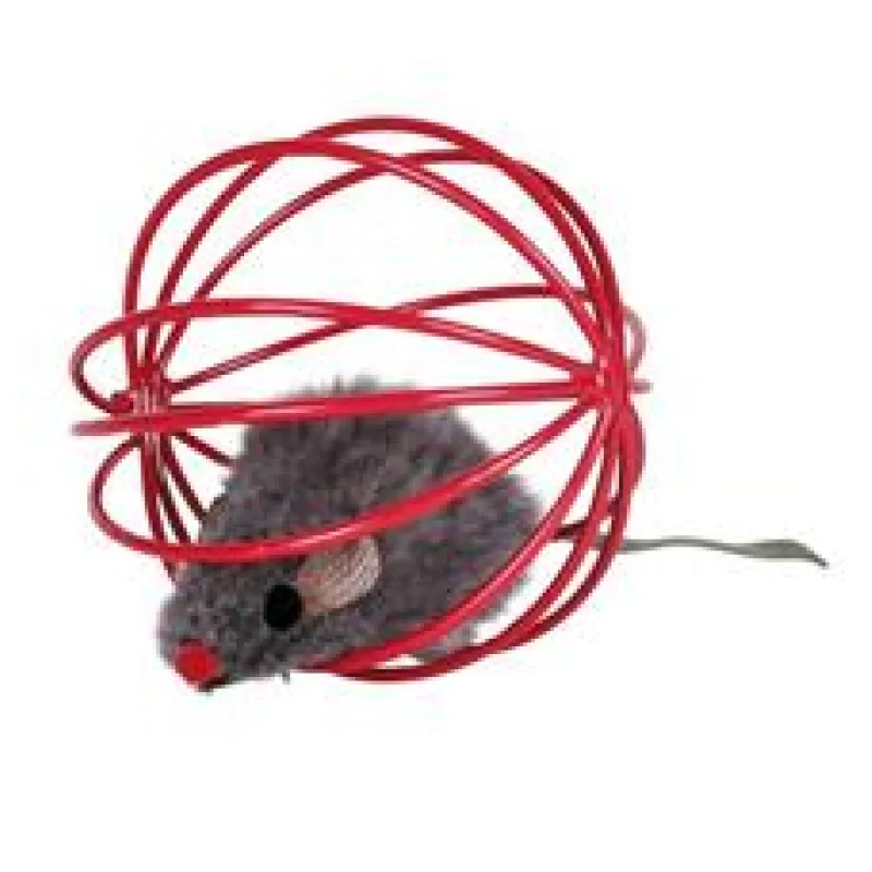 Plyšová myš v kulaté barevné kleci 6 cm 1 ks