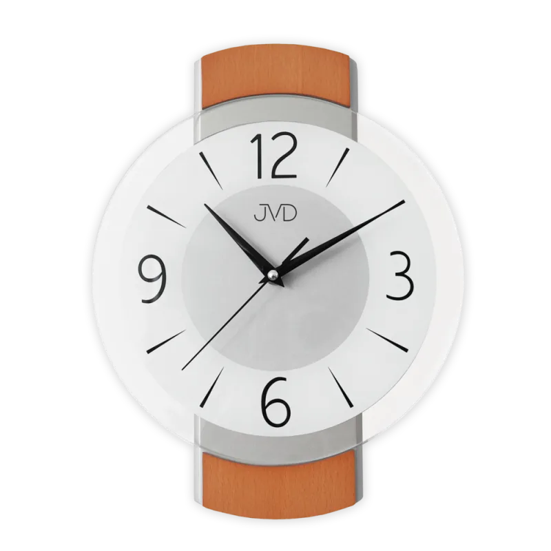 JVD Dřevěné skleněné nástěnné netikající tiché hodiny JVD NS22018/41